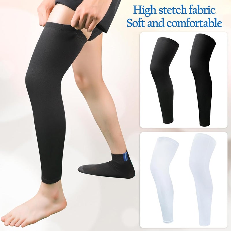 Cabaubl 2 Pairs Leg Sleeves,Full Length Leg Compression Sleeve,Sports Long Knee Sleeve with Anti-slip Silicone Strips - Image 2